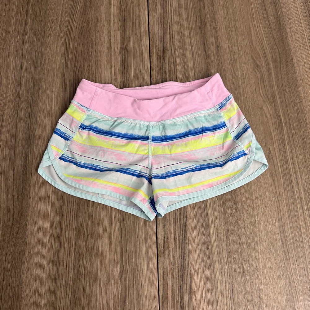 Ivivva Stripe Athletic Lined Shorts Girls Size 14